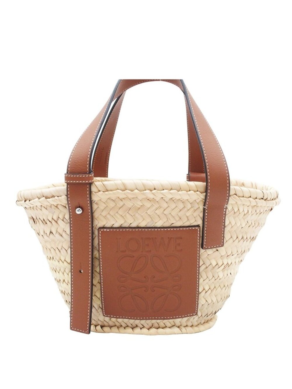 Loewe Basket Bag Beige Brown Raffia Leather Handbag